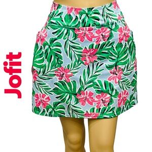 Jofit Activewear Skirt Skort Tropical Golf Tennis UPF 50+ Pull On Pockets Sz S